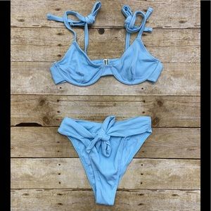 NWOT 437 Swim blue bikini top and bottom
